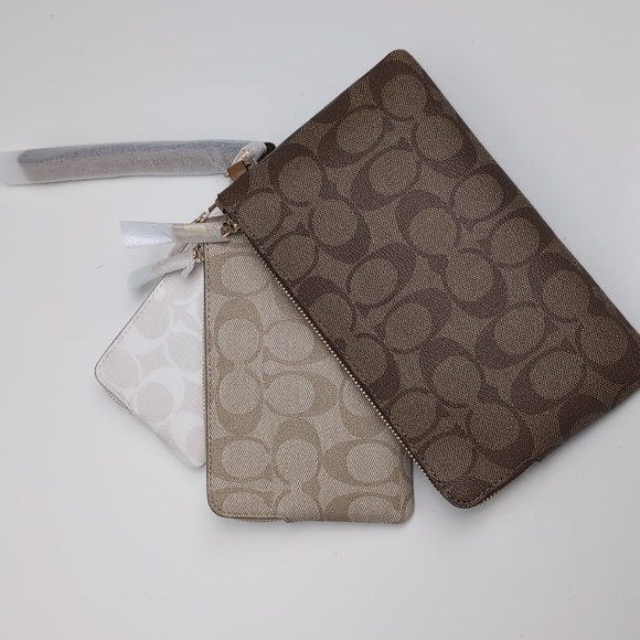 Coach CJ721 Corner Zip Trio In Signature Canvas Gold/Khaki Multi (Firm Price) - Picture 3 of 16